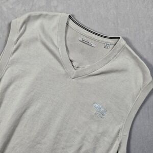 Ashworth Sweater Vest Mens Lare Gray Torrey Pines Golf Logo Pima Cotton V-Neck